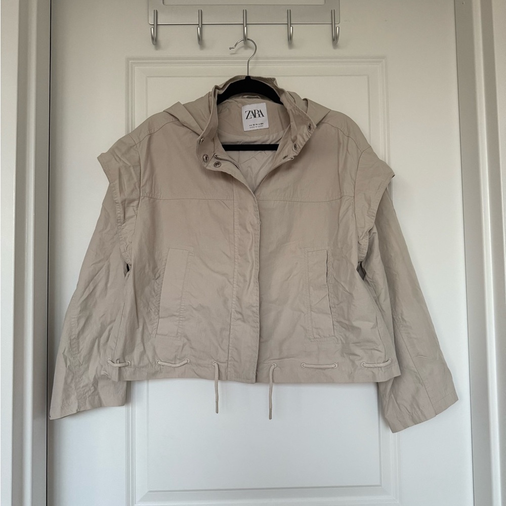 Zara cropped grey rain jacket